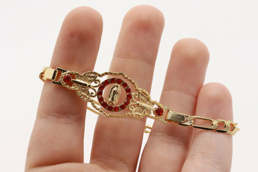 Virgin Mary Bracelet Red Gold plated Stainless steel Holy Land Religion