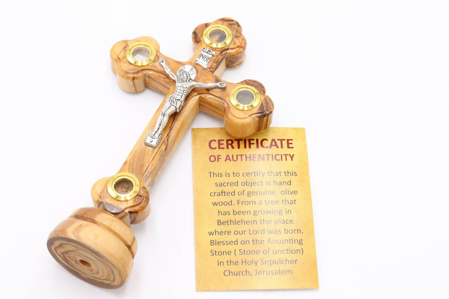 Round Olive Wood Crucifix Cross - Orthodox Depot