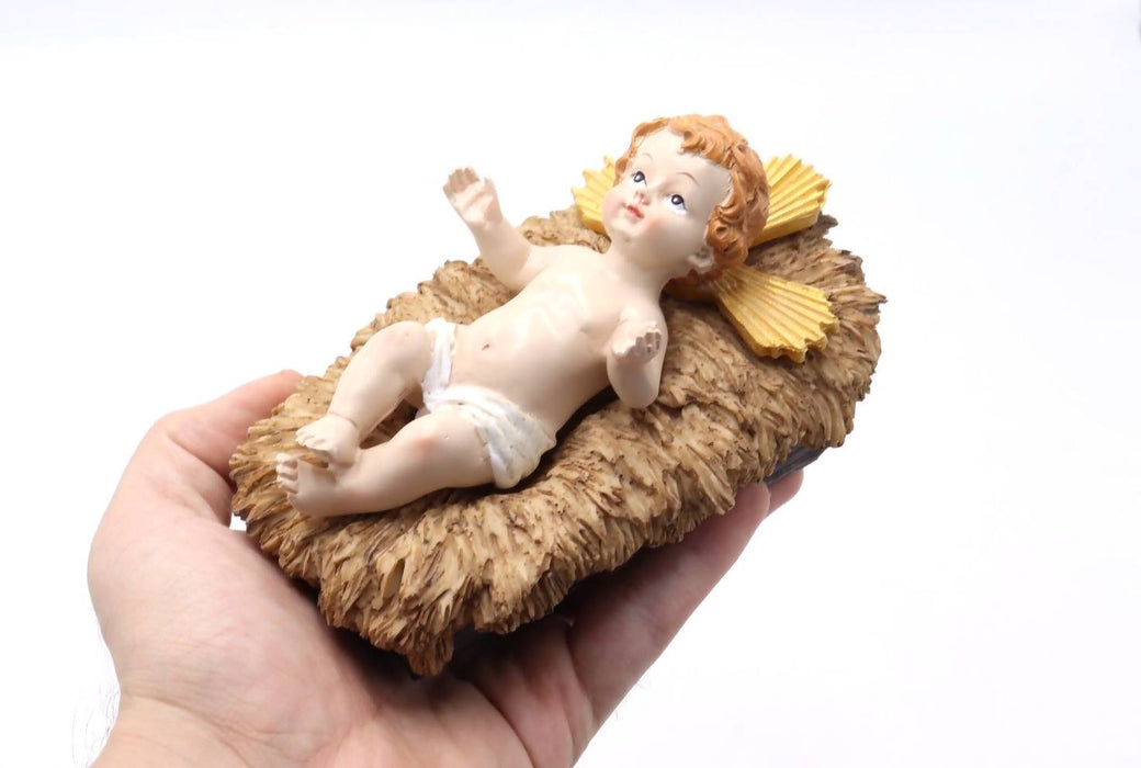 Large Baby Jesus & Manger set 2 piece Christmas Statue Holy Land Figurine 6.3"