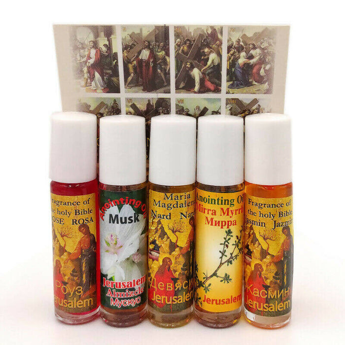 Set 5 Pure Anointing Oil Myrrh, Nard, Olive, Musk and Rose
