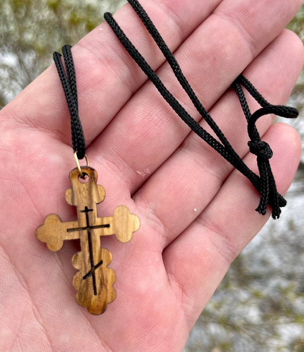 Handmade Olive Wood Orthodox Cross & Necklace | Orthodox Depot