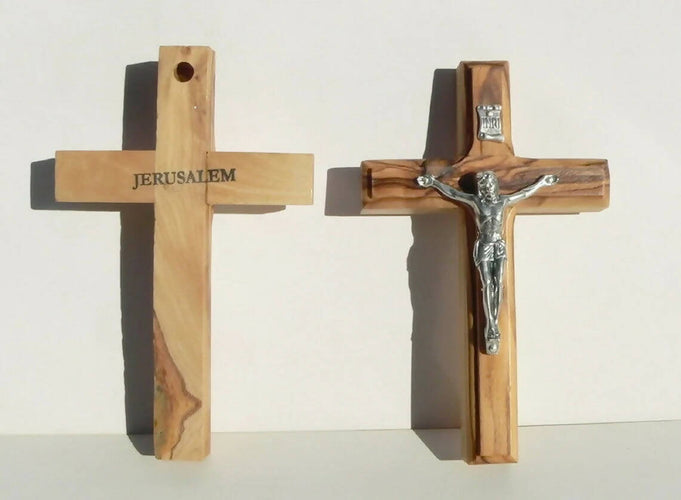 5" Olive Wood Crucifix Wall /Palm Jesus Corpus Christian Cross Holy Bible Land