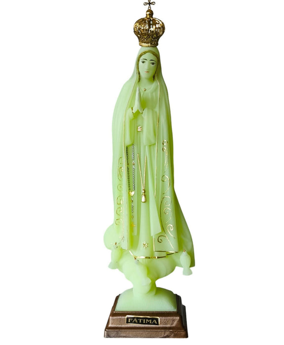 Our Lady of Fatima 13.77" Statue Figurine Mary Virgin phosphorescent made in Fatima, Portugal hand-painted hand-decorated by local artisans