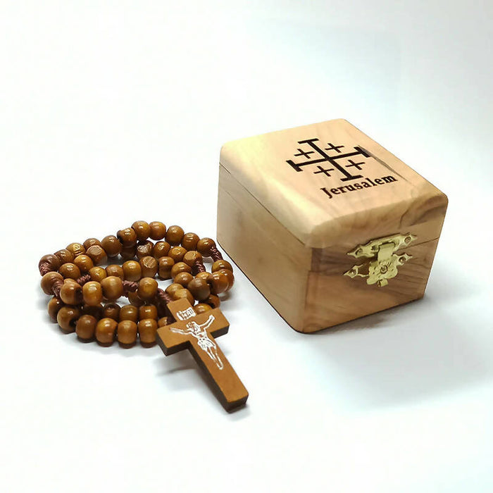 Holy Blessed Olive Wood Rosary Small Box Handmade Genuine Catholic Gift Wooden Beads Jerusalem Israel Holy Land