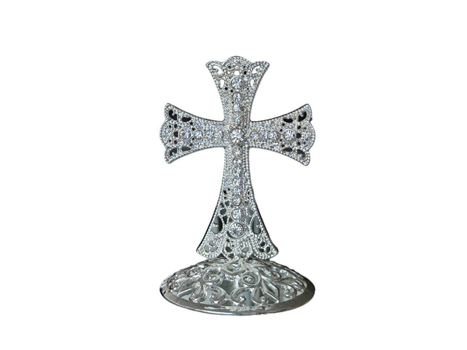 Metal Cross Holy Land Decoration Jeweled Accents Desktop Gift silver Religion Home Blessed