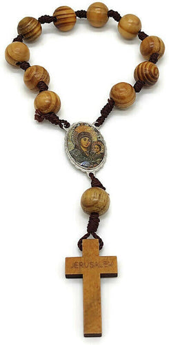 Olive Wood Car Rosary Holy Land Hand Made Jerusalem Beads Mirror Bracelet Catholic Hand Made