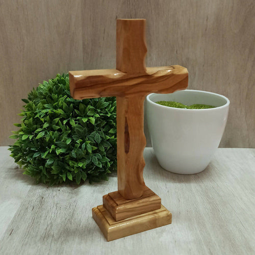 wood cross with stand