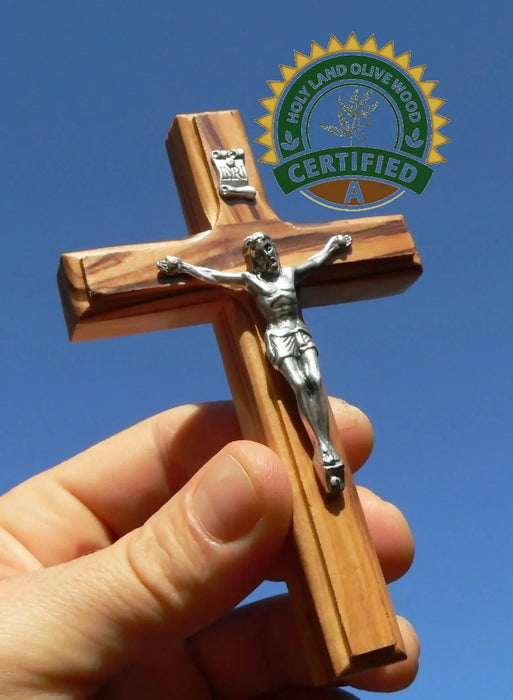5" Olive Wood Crucifix Wall /Palm Jesus Corpus Christian Cross Holy Bible Land