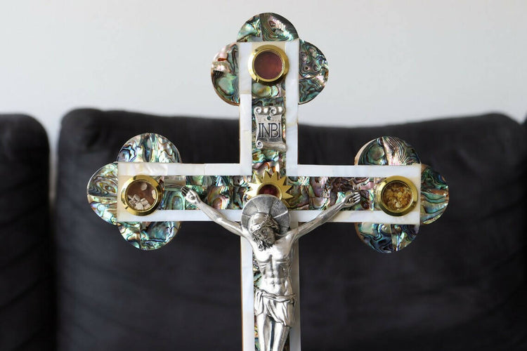 Large Standing Mother of Pearl Cross