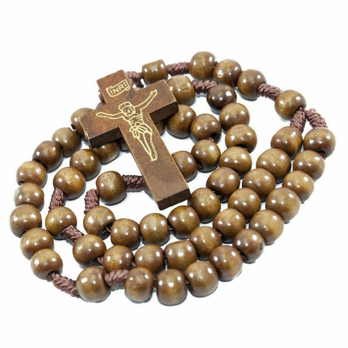Catholic Wooden Prayer Beads Red Rosary w/Crucifix from Jerusalem