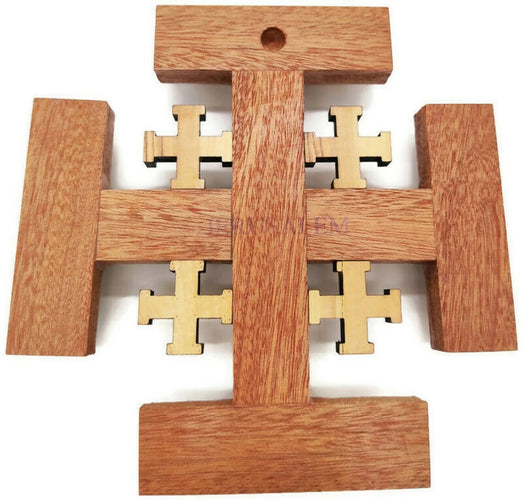 Terra Santa Wall Cross Jerusalem Cross Hand Made With Incense Soil Hand Made Olive Wood Holy Land