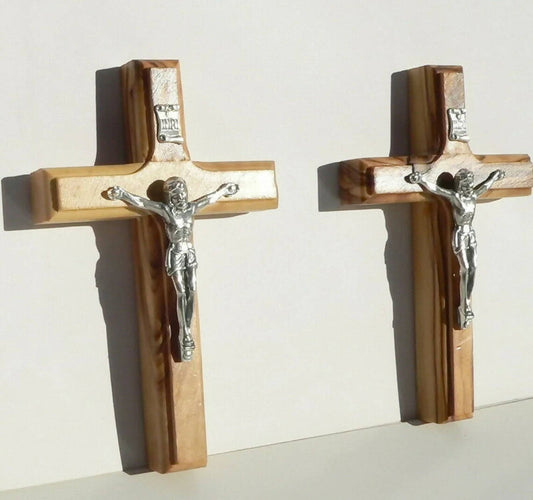 5" Olive Wood Crucifix Wall /Palm Jesus Corpus Christian Cross Holy Bible Land