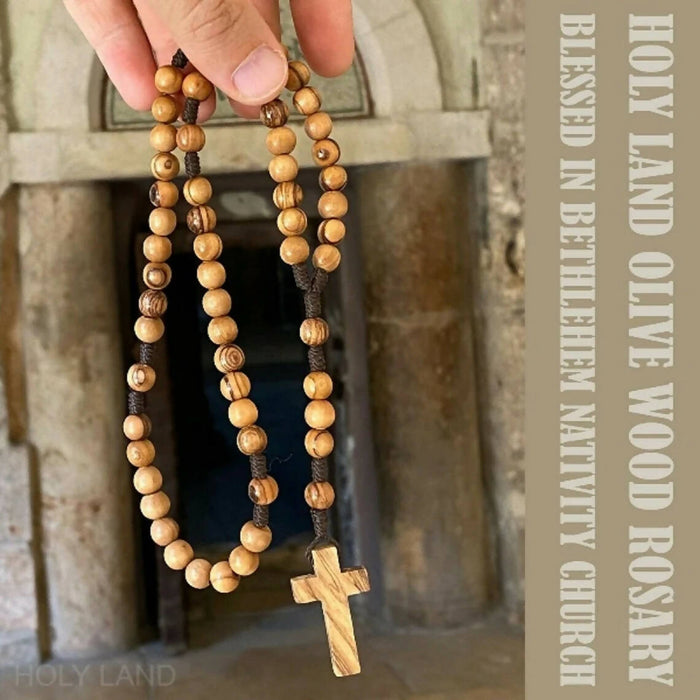 Olive Wood Rosary, Catholic Rosary, Wooden Rosary, Holy Land Rosary, Blessed