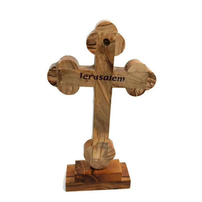 Mother Pearl Olive Wood Crucifix Jerusalem Cross Hand Made Holy Land Blessed