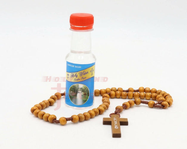 Holy Water Jordan River with Rosary Olive Wood Set 