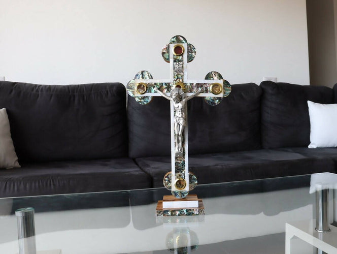 Large Standing Mother of Pearl Cross