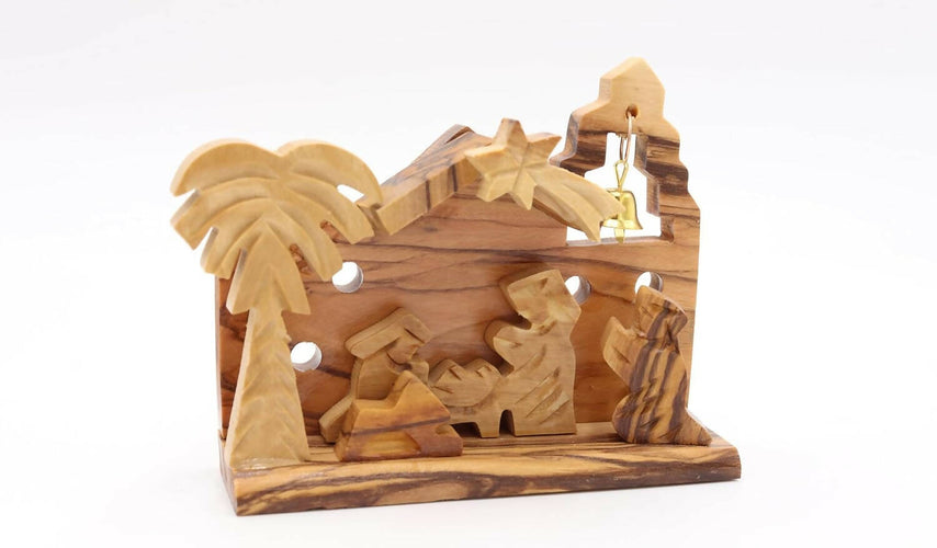 Nativity small Hand Made Olive Wood From Jerusalem Bethlehem Carved Christmas gift Decor