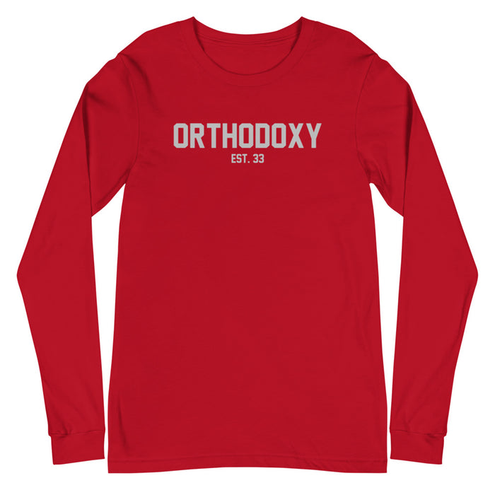 Orthodoxy Est. 33 Unisex Long Sleeve Tee