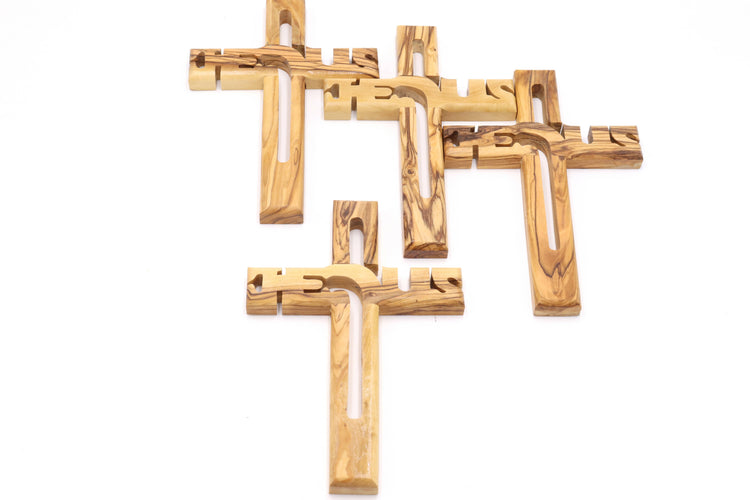 4 Pcs Olive Wood Cross7.87 inch Hand Made Jerusalem HolyLand Crucifix Jesus Wall