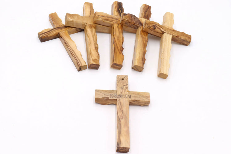 6 PCS Olive Wood Wall Cross Hand Made Jerusalem Blessed Home HolyLand Hanging X6