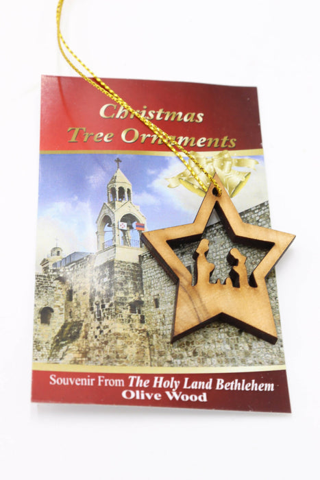 6 Pcs Random Olive Wood Tree Ornaments HolyLand Christmas Jerusalem Card holyday