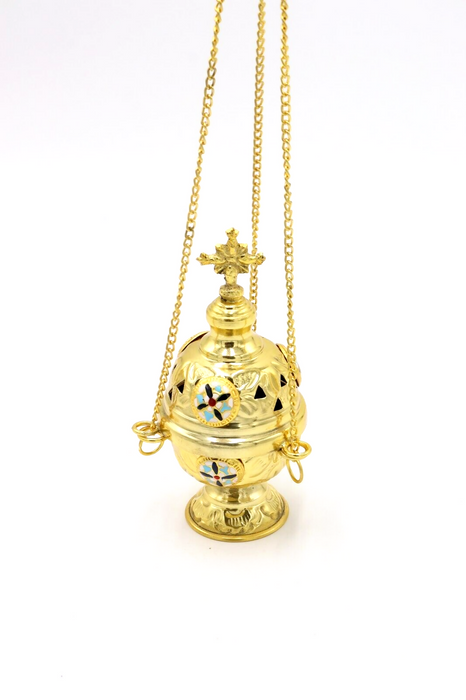 Burner Incense Orthodox church Gold Cross Holy Land Christianity