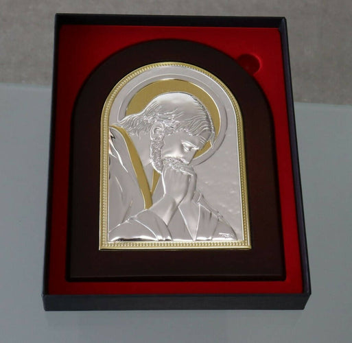 Icon Jesus Praying Nikolaos Silver 950 CERTIFICATED Christian Hand Made