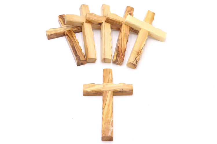 6 PCS Olive Wood Wall 6.1 inch Cross Hand Made Jerusalem Blessed Home Hanging X6