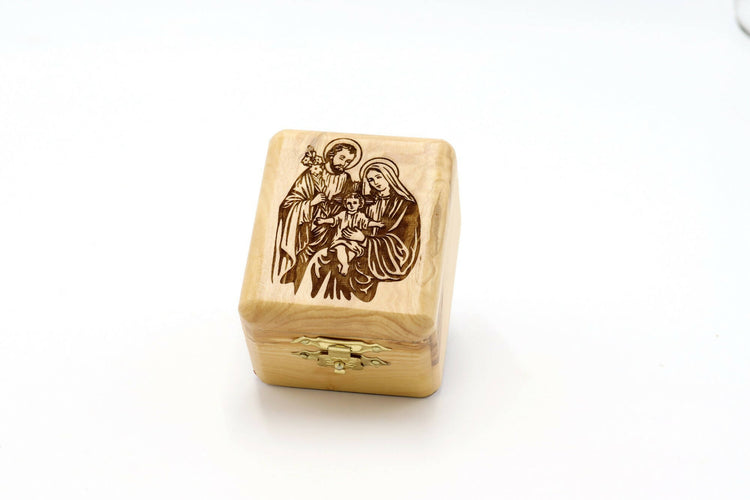 Holy Family Box Carved Gift Olive wood holy land Hand Made Jerusalem Souvenir